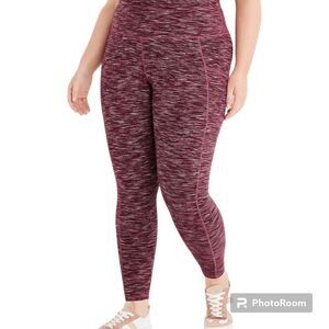 3X Plussize Super High Rise Red Space Dye Pocket Luxe Legging Stretch Activewear